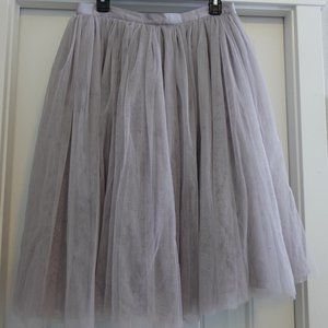 Lulu's Tea Length Grey Tulle Skirt Size L